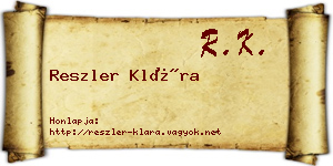 Reszler Klára névjegykártya